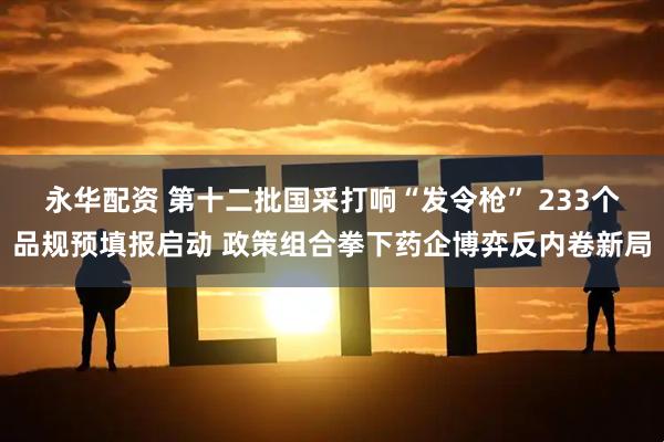 永华配资 第十二批国采打响“发令枪” 233个品规预填报启动 政策组合拳下药企博弈反内卷新局